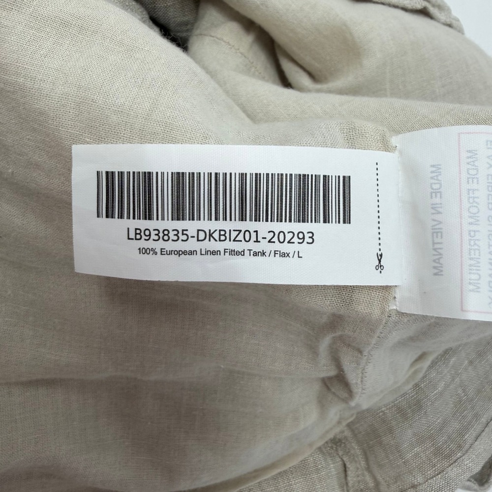 Quince European 100% Linen Fitted Tank Top Flax Beige Size Large Square Neck - Picture 6 of 7